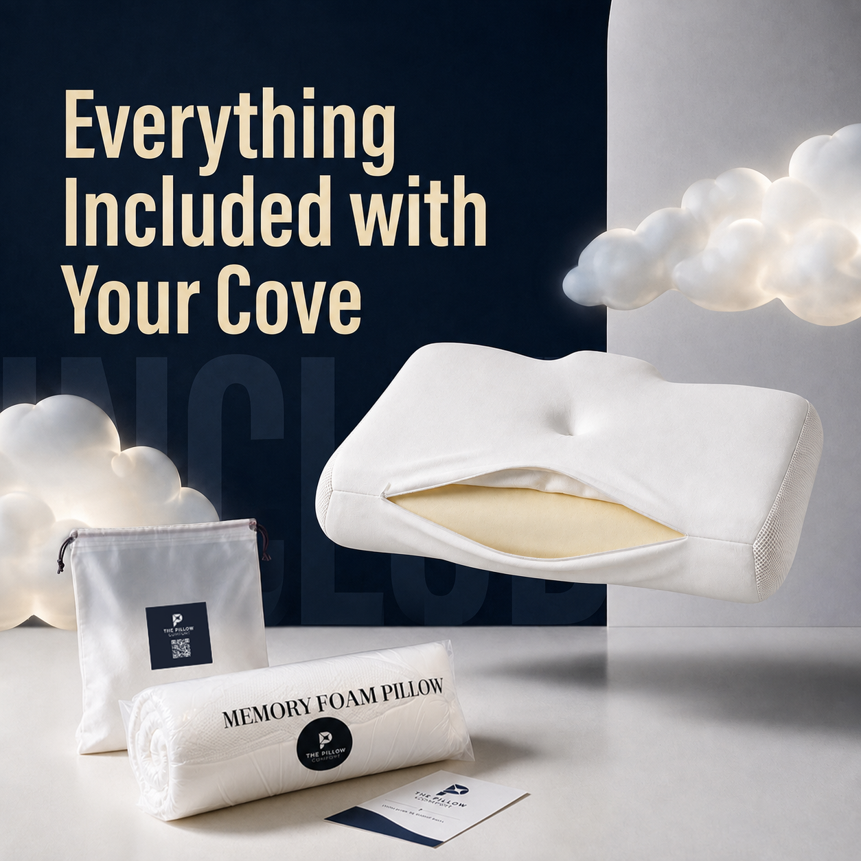 Cove Memory Foam Pillow with Sleep Mask Set